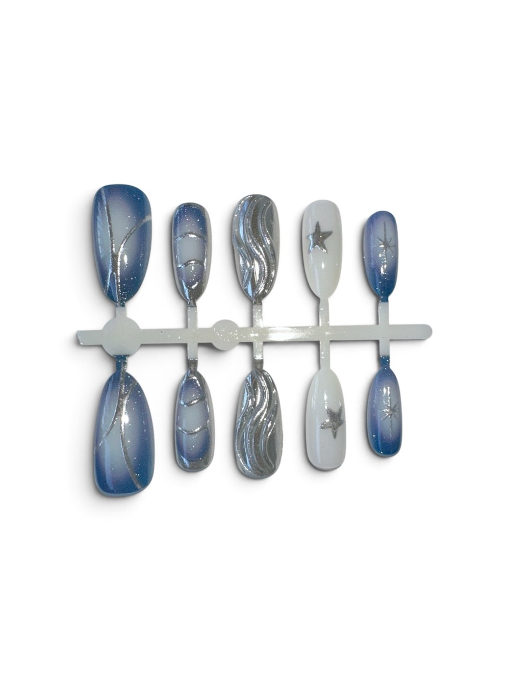 Blue Gradient Star Accent Nail Art Set - Unbranded